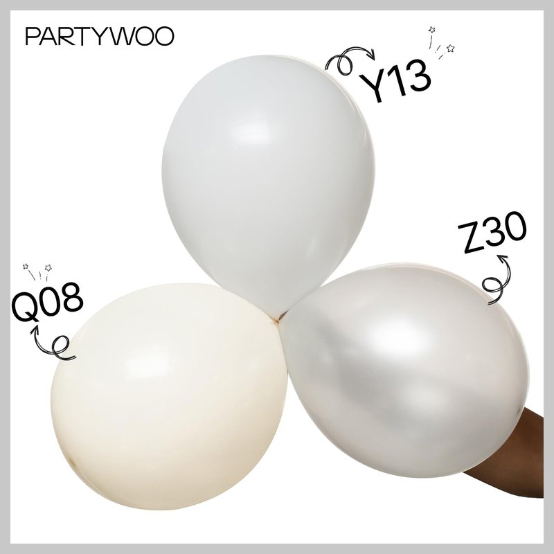 PartyWoo Pearl White Balloons 50pcs 12 Inch Metallic White Latex Balloon for Anniversary Retirement Wedding Graduation Baby Shower Birthday Gender Reveal Engagement Tea Party Decorations White-Z30