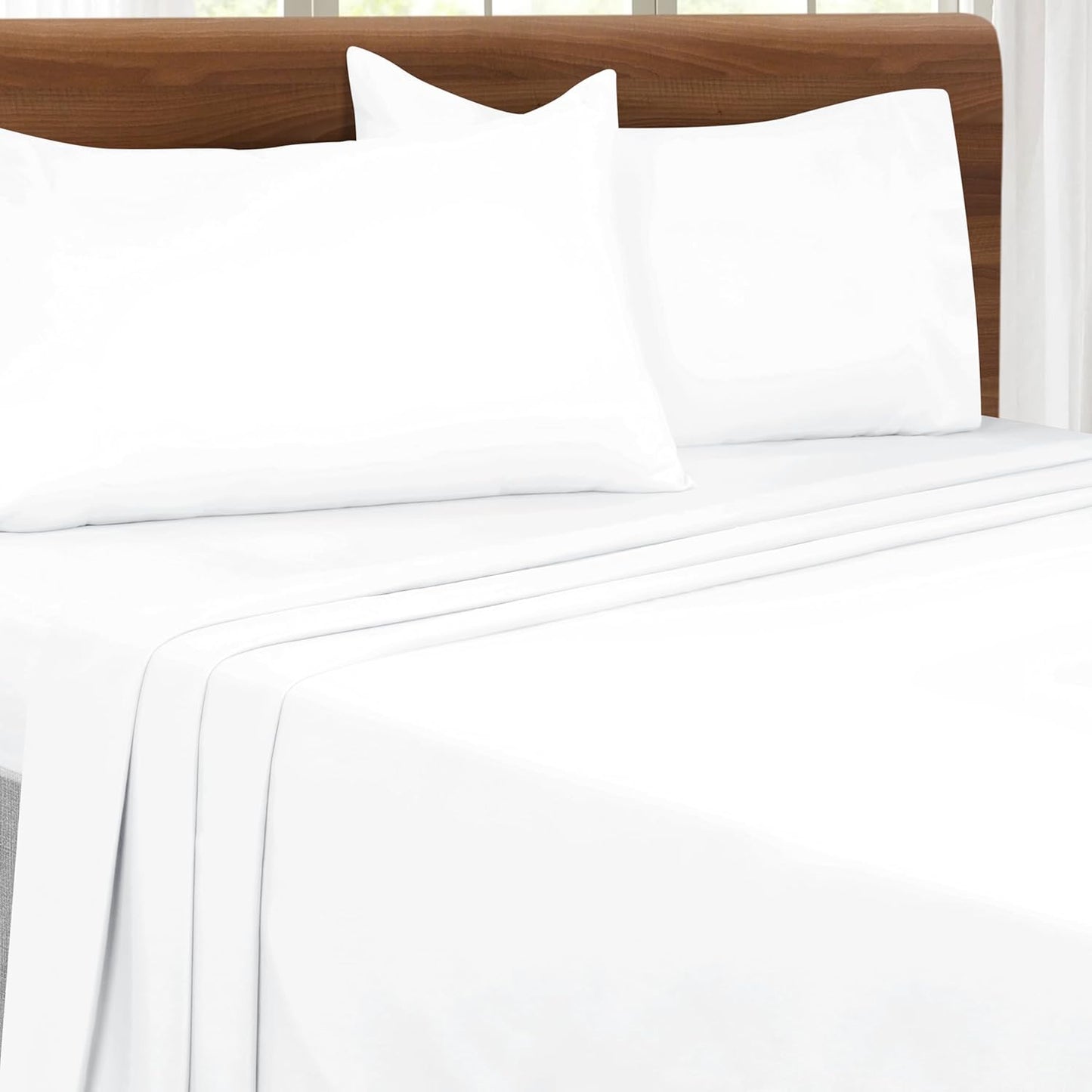Skiennix Queen Sheet Set | Ultra Soft Double Brushed Microfiber Bedding - 4 Piece Deep Pocket - White