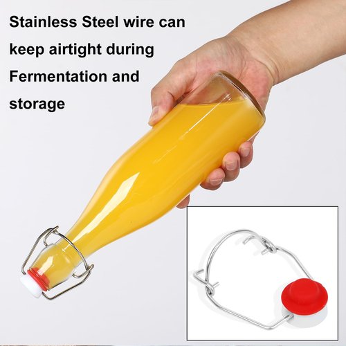 6 Pack 12 oz swing top glass bottles,flip top glass bottles 12 oz with airtight lids for Home Brewing,2nd Fermentation,Kombucha,Kefir,Vanilla Extract,Juice,Tea,Beverages,Soda,Oils,Vinegar,Limoncello
