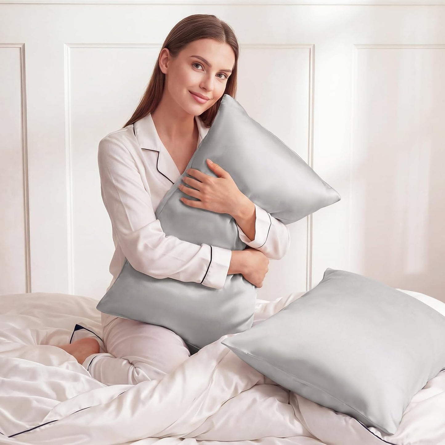 Slik Pillowcase - 100% Pure Mulberry Silk for Hair & Skin | Luxury Gray 19x29 Inch Pillow Cover