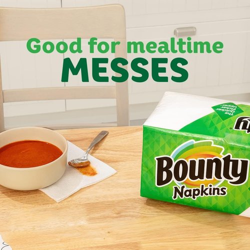 Bounty Quilted Napkins - 1-Ply, Soft & Absorbent, 12.1" x 12", White, 200 Count (Pack of 2)