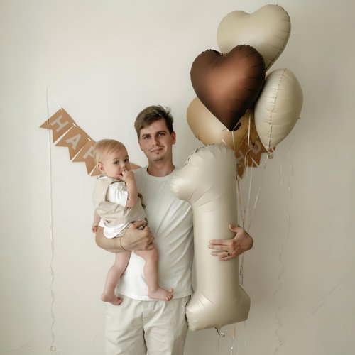 40 Inch Cream 1 Balloon Decor, Beige Tan Brown Heart Balloons, Foil Neutral Nude Sand White Helium Star Number 1 Balloons for Girls 1st Birthday Anniversary Baby Shower Party Boho Decoration Supplies