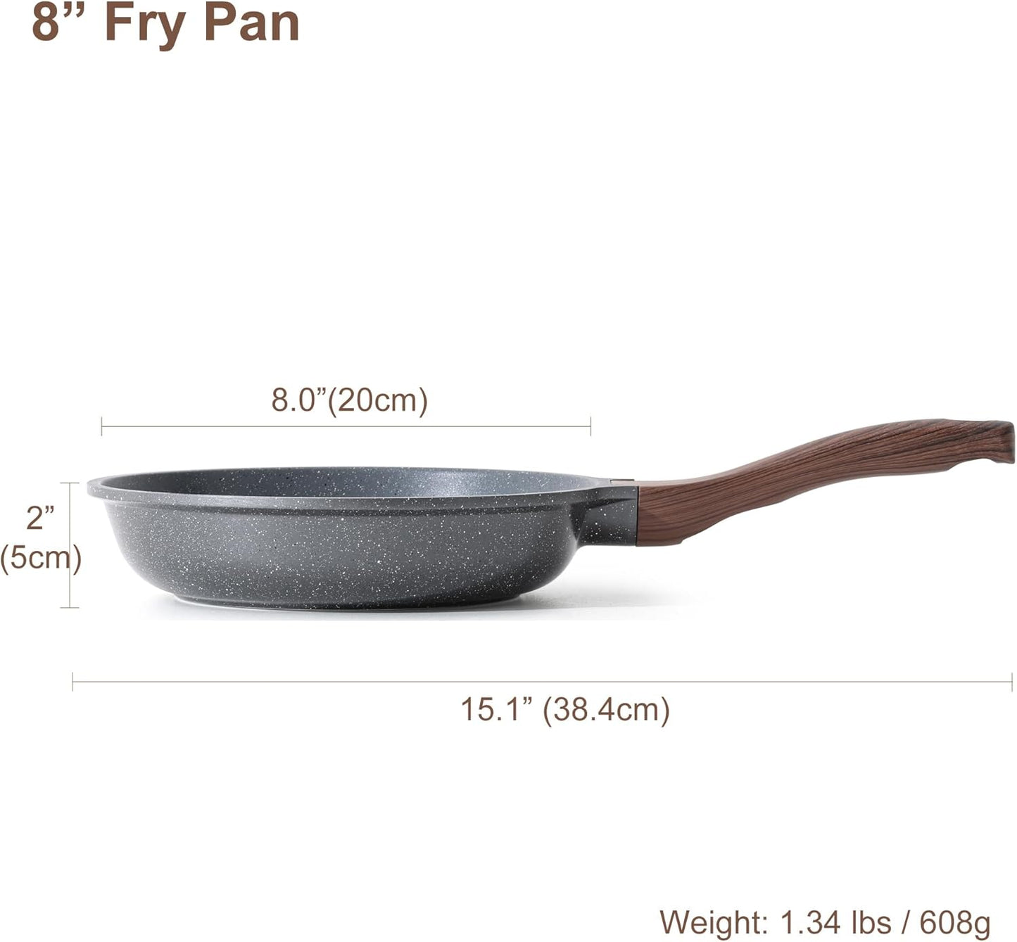 SENSARTE Nonstick Frying Pan - Swiss Granite Coating Omelette Pan | PFOA Free Stone Cookware (8 Inch)