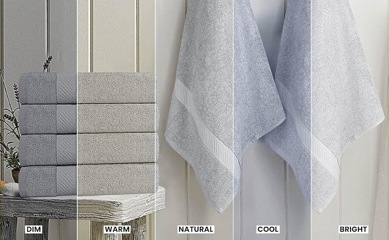 Cool Grey Bath Towels 6 Pack - 24x48 Inches Cotton, Soft & Absorbent