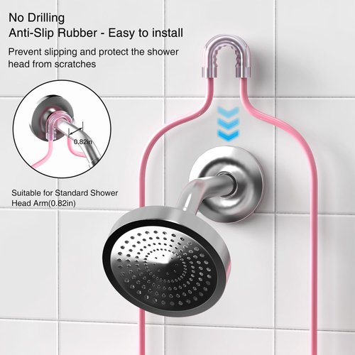 DAOYA Pink 3-Tier Shower Caddy - Overhead Bathroom Organizer with Soap Holder & 6 Hooks