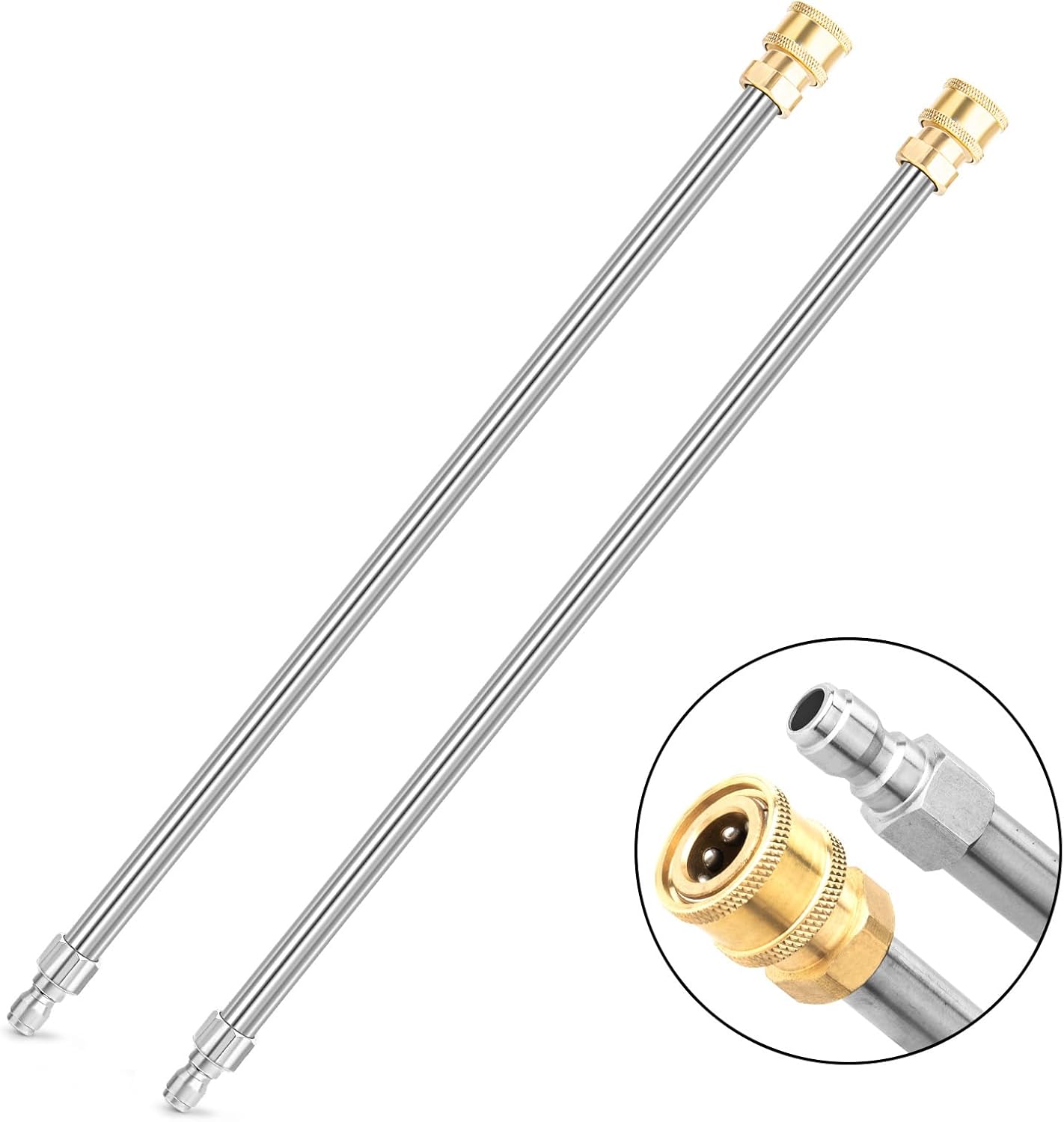 Skiennix Pressure Washer Extension Wand - 17 Inch Stainless Steel Heavy Duty, 2 Pack with Quick Connect