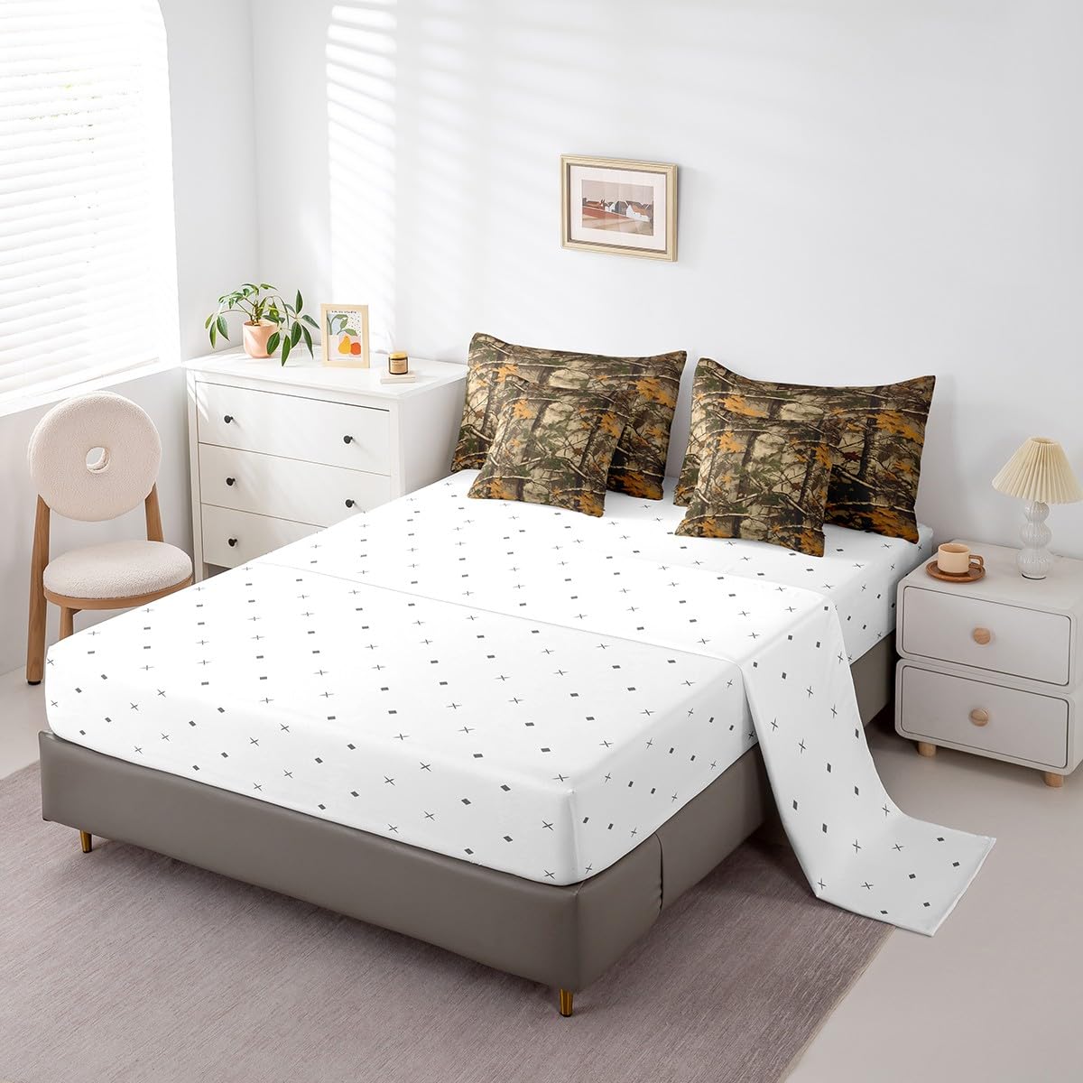 Feelyou Kids Branch Twin Comforter Set with Sheets Leaf Pattern 7 Pieces Bedding Set for Boys Girls Teens Camo Bed in a Bag Nature Theme Bed Set Bedroom
