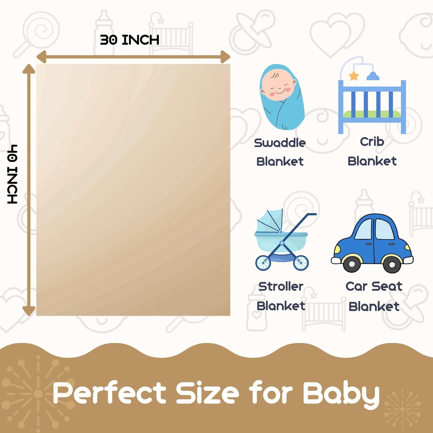 Sherpa Fleece Baby Blanket - Ultra Soft & Fluffy Premium Infant Receiving Blanket | 30”×40” (Khaki)