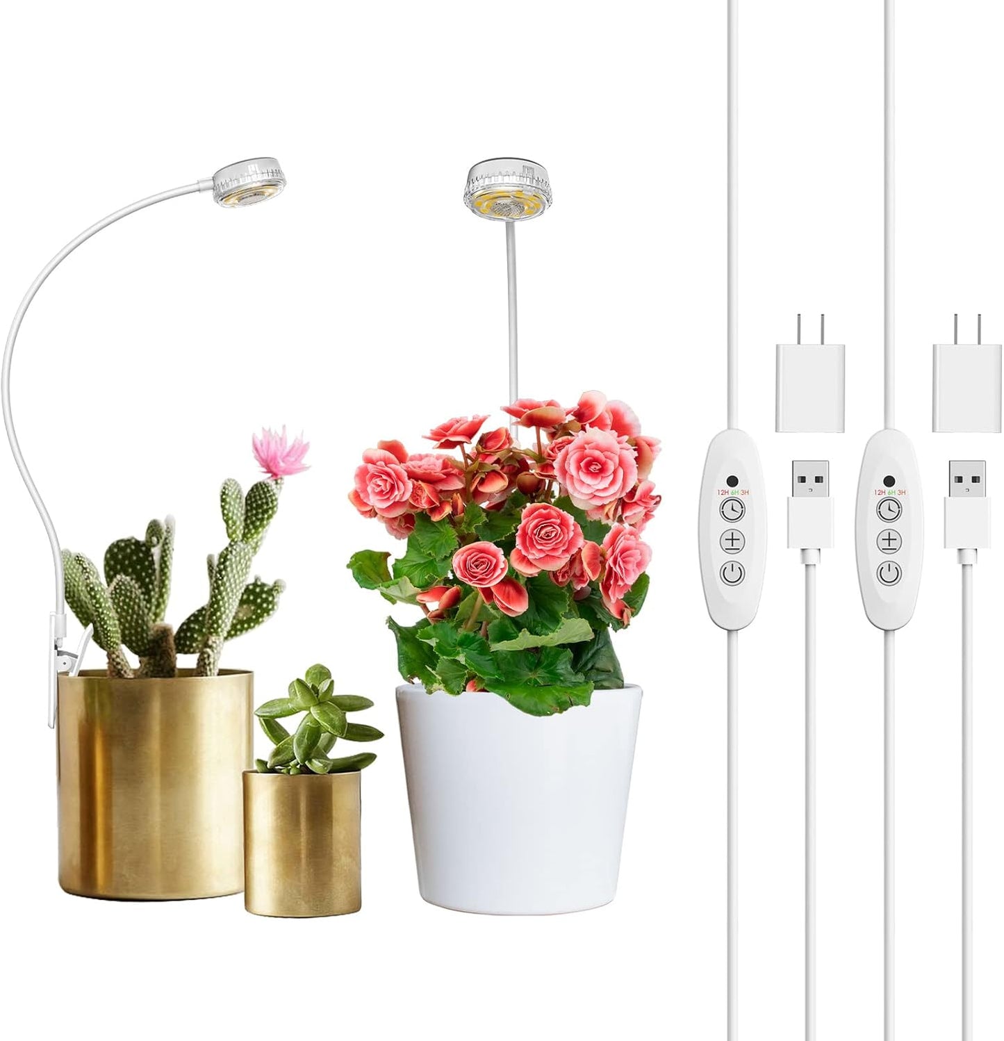 SANSI LED Grow Lights - Full Spectrum Indoor Plant Clip Lamp with 4-Level Dimming | 2-Pack, White