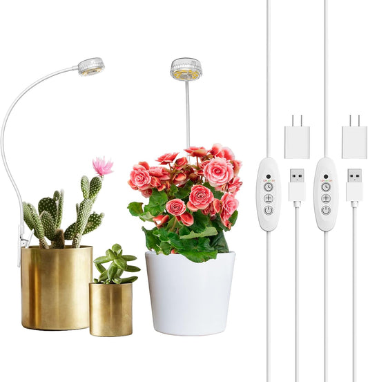 SANSI LED Grow Lights - Full Spectrum Indoor Plant Clip Lamp with 4-Level Dimming | 2-Pack, White