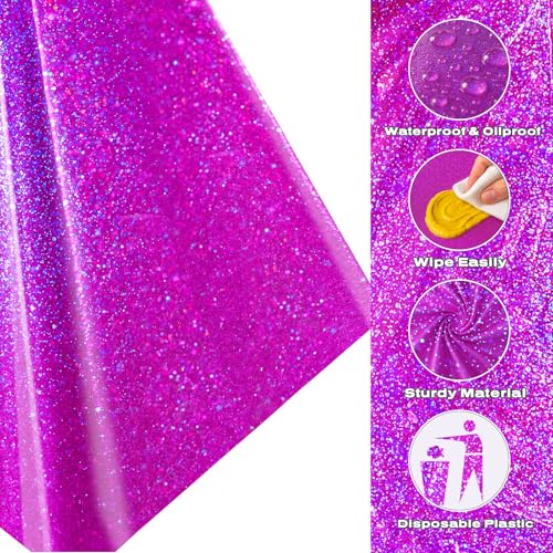 BYOJIA Pink Purple Iridescent Plastic Tablecloth 54x108 Inches, 8 Pack