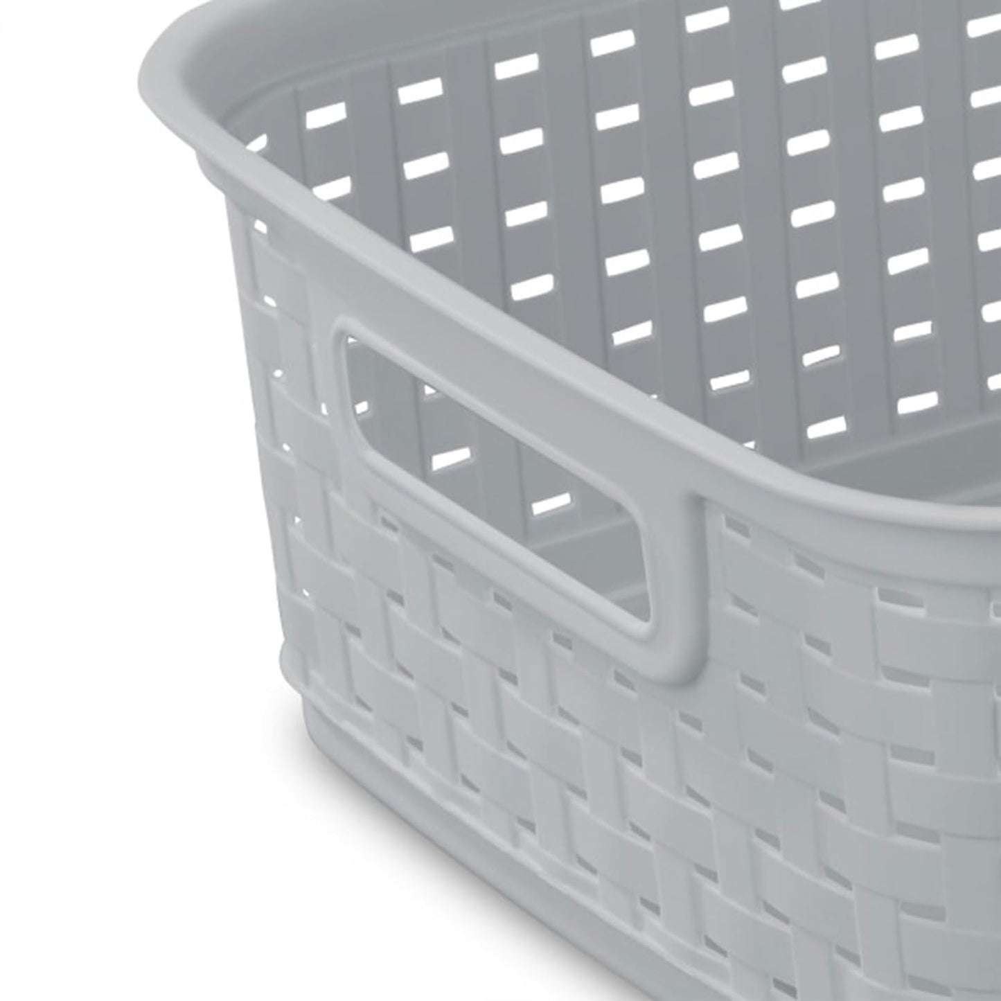 Sterilite Short Plastic Weave Storage Baskets - Stylish Organization for Crafts & Jewelry | Gray, 6-Pack