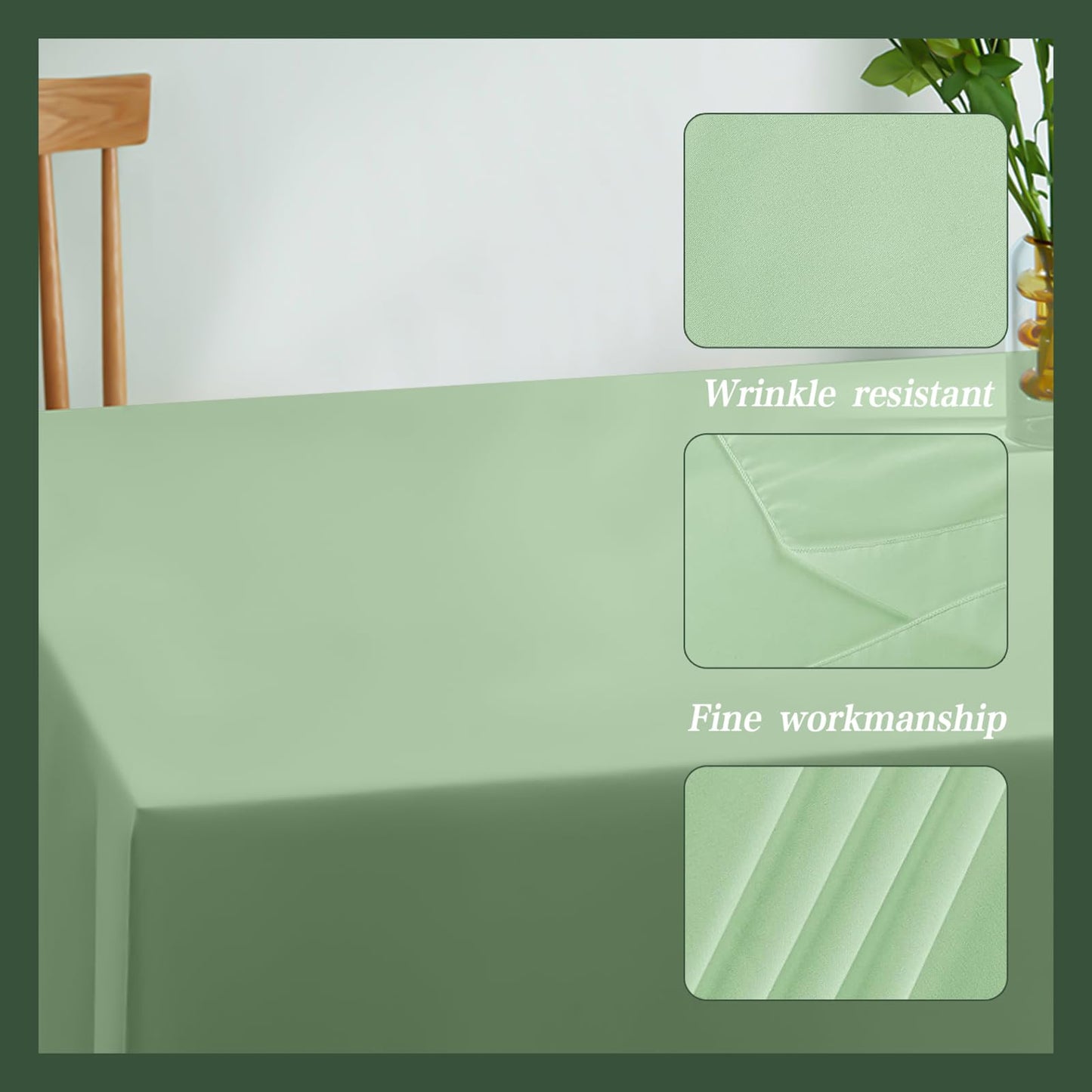 Kilyparty 6 Pack Sage Green Plastic Tablecloths for Rectangle Tables Waterproof Sage Green Table Cover for Birthday Bridal Wedding Baby Shower Party Decorations, 54 X 108Inch