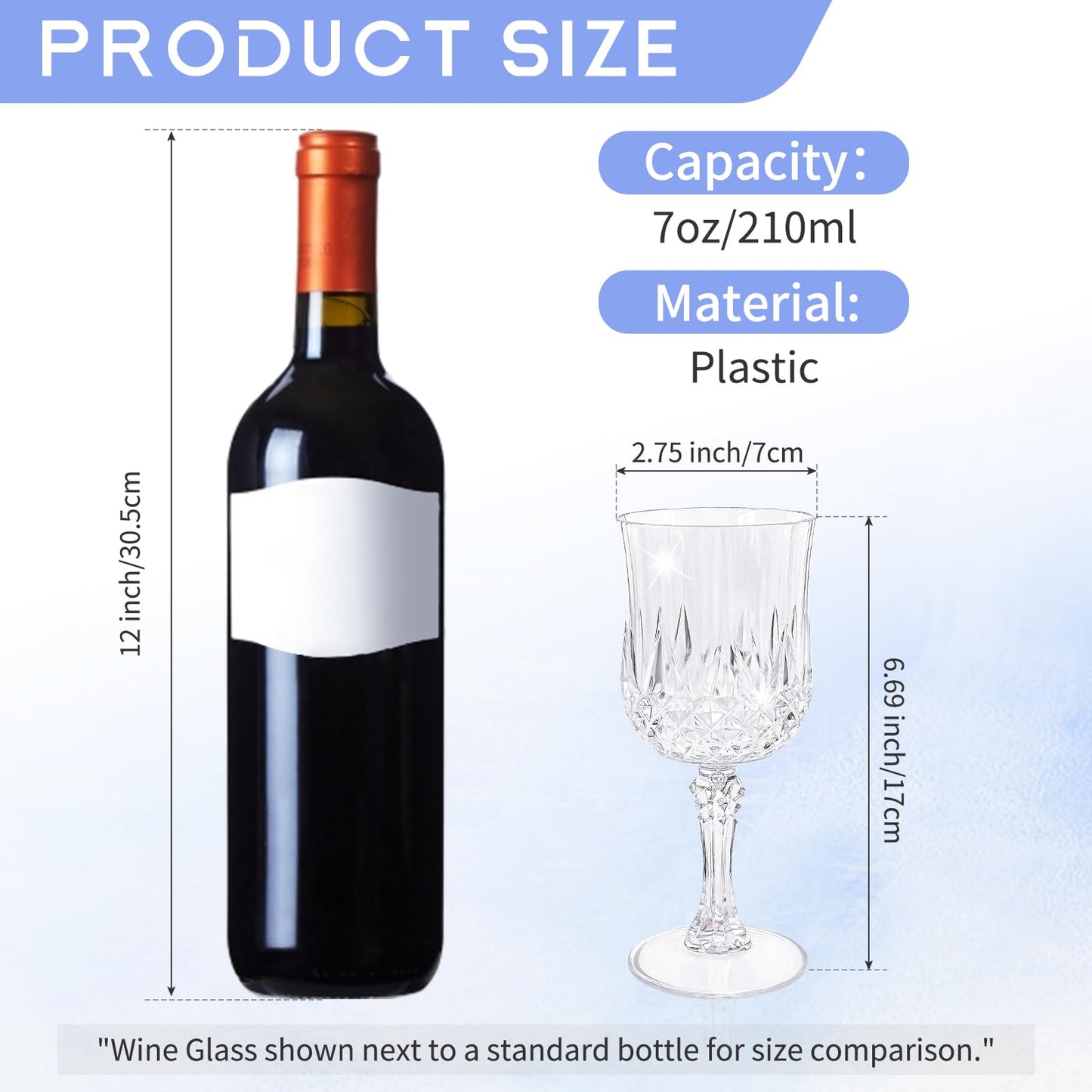 24 Pcs Clear Plastic Wine Glasses, Plastic Goblets for Parties, Vintage Wine Glasses Bulk, Reusable Drinking Glass, Drinkware Cups for Wedding Party Reception Event Supplies
