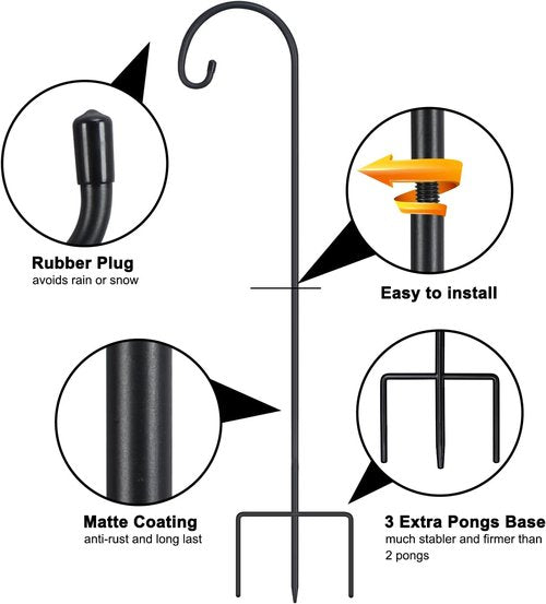 Feed Garden Adjustable Shepherd Hooks - Rust Resistant Steel for Outdoor Lanterns & Bird Feeders | 32 Inch, 8 Pack