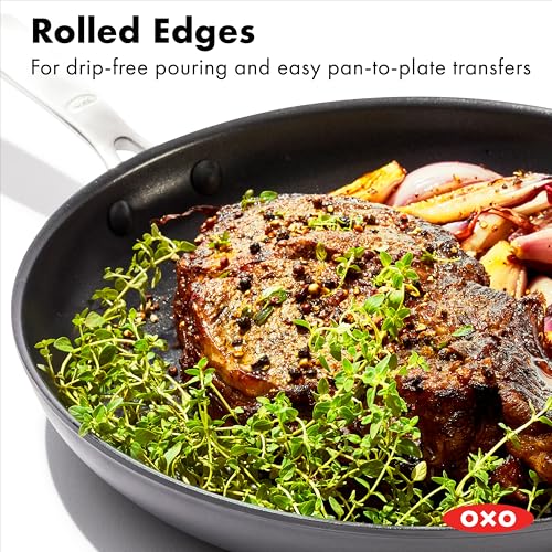 OXO 12-Inch Black Ceramic Nonstick Frying Pan Skillet with Stainless Steel Handle