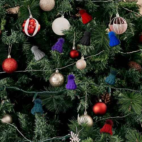 Bencailor Mini Christmas Knit Hats Doll Crafts Xmas Tiny Small Christmas Knit Hats Tree Ornaments for DIY Accessories