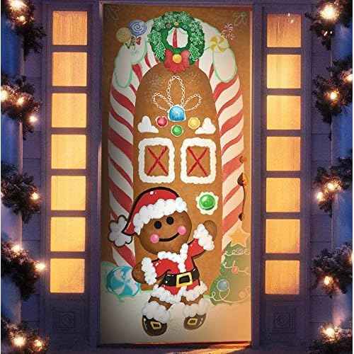 Joiedomi Christmas Gingerbread Door Cover Window Banner Front Door Porch Sign Village Displays Christmas Indoor Outdoor Decor Holiday Winter House Decoration (72"X 30",1 PCS)