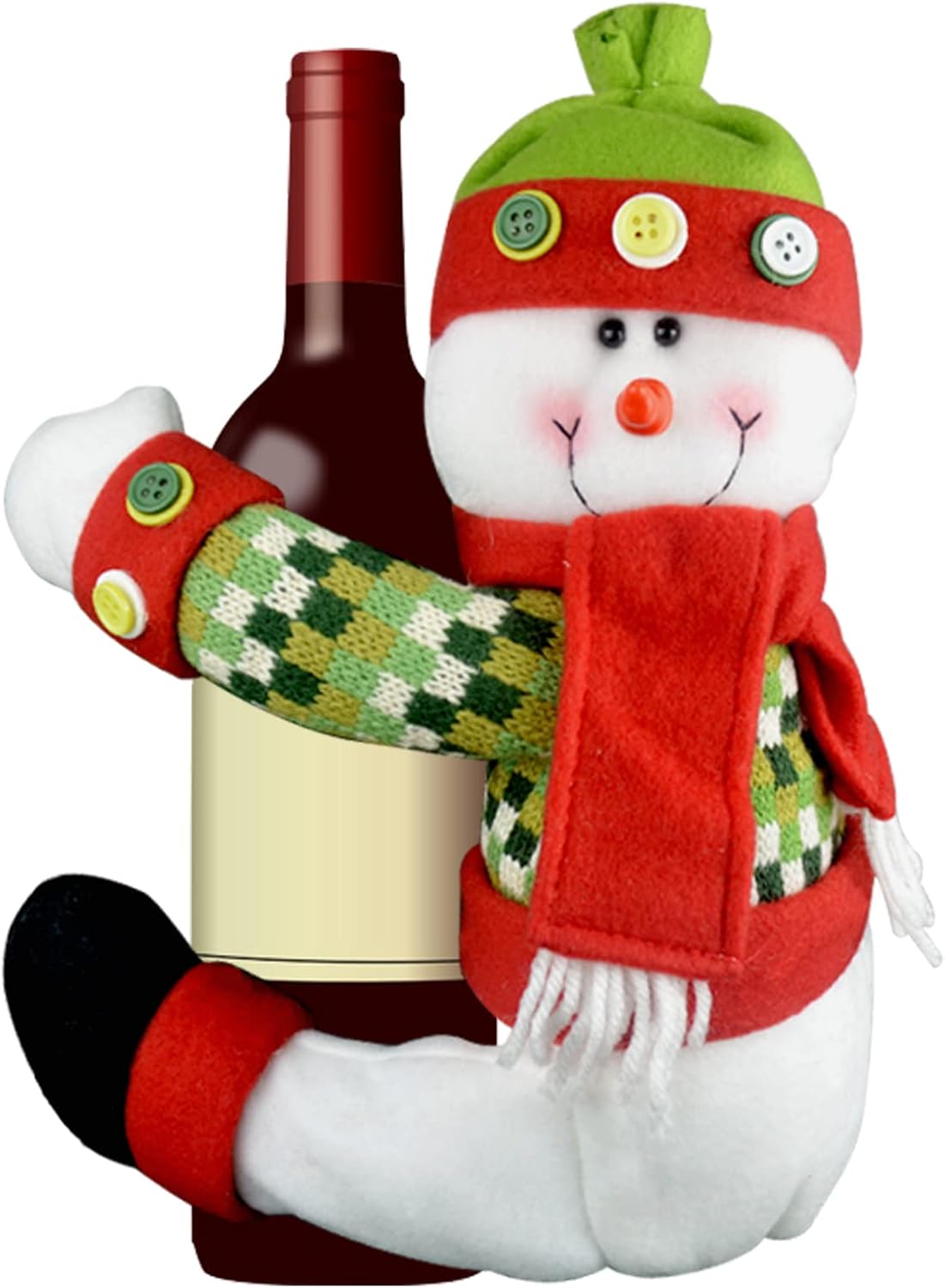 Skiennix Christmas Tree Topper Snowman - Unique Holiday Decor | Versatile Curtain Tie & Wine Bottle Hugger - Red, White, Green