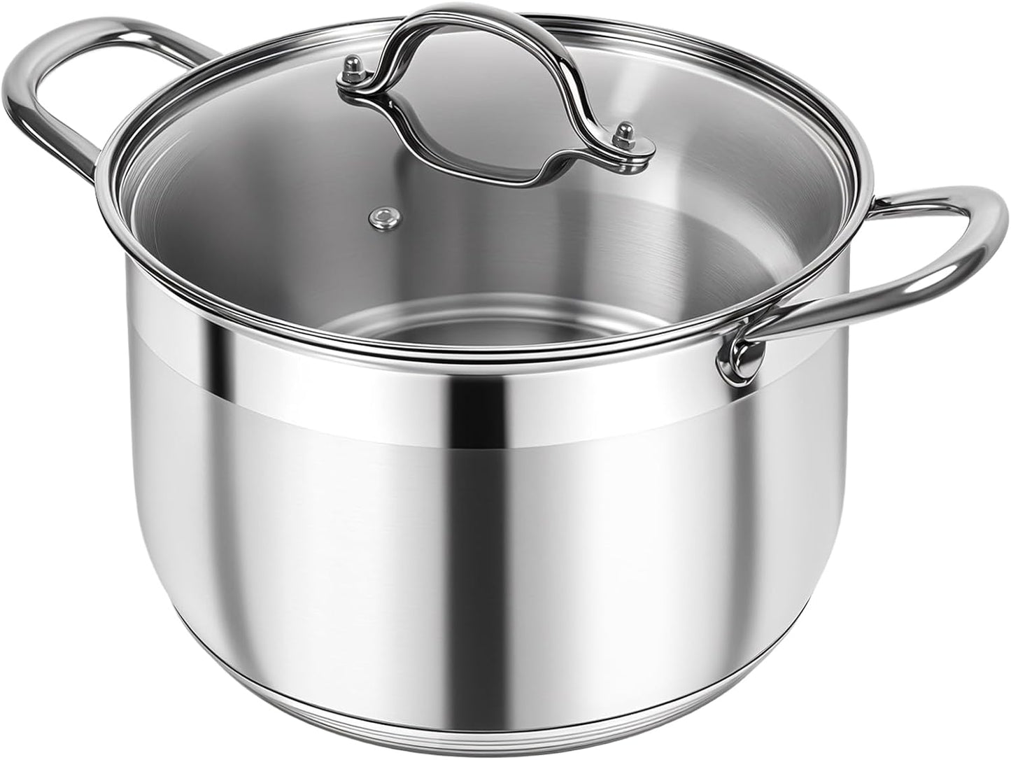 Kirecoo Stainless Steel Stock Pot - 12 Quart Heavy-Duty Nonstick Cooking Pot with Visible Lid | Ideal for Pasta, Soup, and Canning