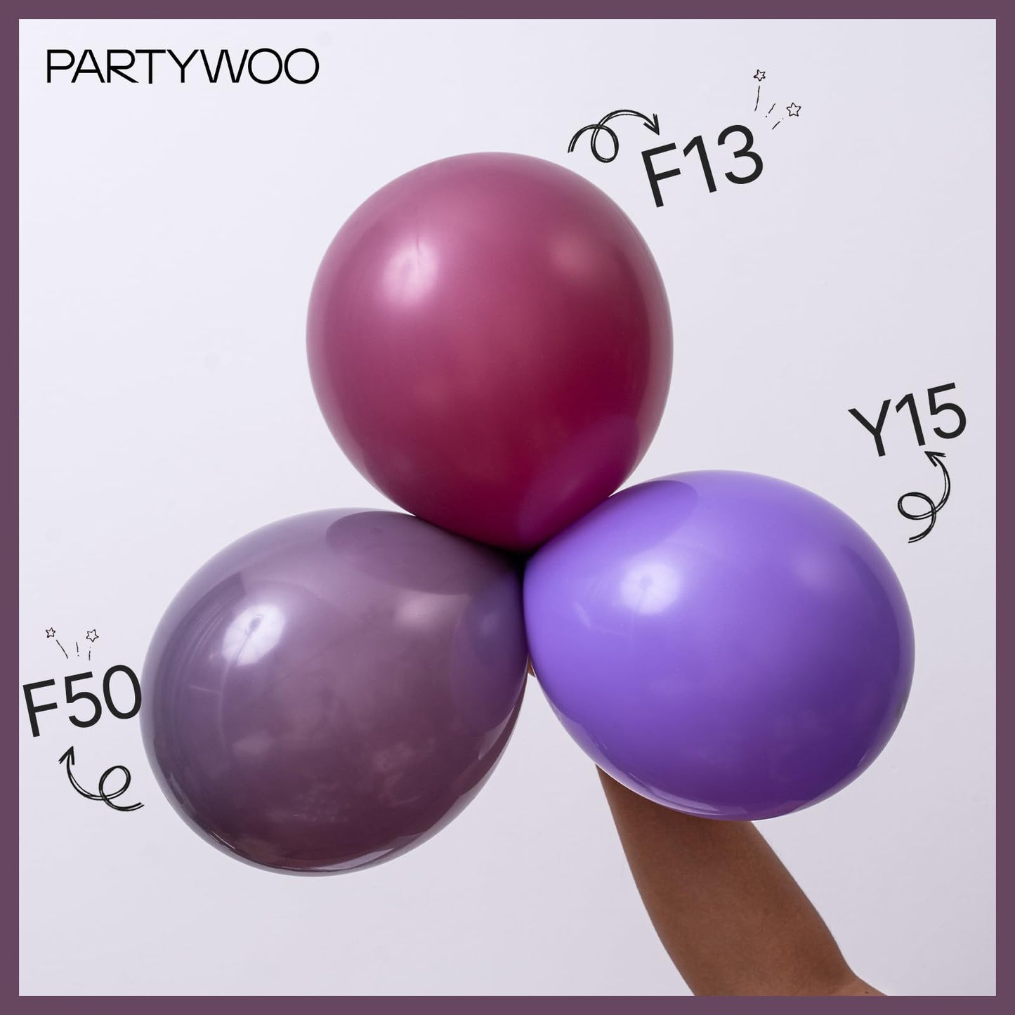 PartyWoo Dusty Purple Balloons 100 pcs Different Sizes of 18 12 10 5 Inch Dark Purple Latex Helium Balloon Arch Kit Garland for Baby Shower Halloween Butterfly Birthday Party Decorations Purple-F50