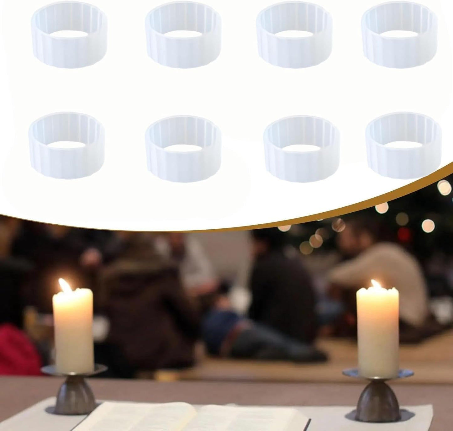 Skiennix 12 Pcs Rubber Candle Huggers - Securely Hold Taper Candles in Place | Durable Candle Grips