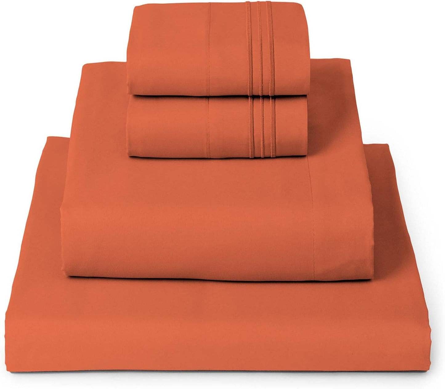 Mellanni King Sheets Set - 4 PC Hotel Luxury Bedding | Extra Soft, Cooling, Wrinkle-Resistant (King, Poppy Orange)