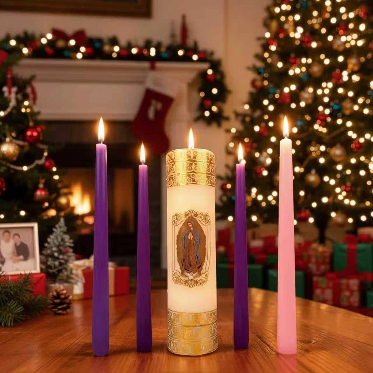 Regine Switzerland Advent Candle Holders - 4-Piece Nativity Wreath Centerpiece Decor
