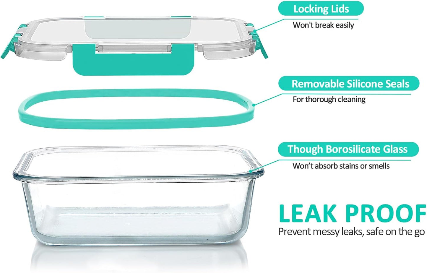 MCIRCO Glass Meal Prep Containers - Airtight Food Storage with Snap Locking Lids | 10-Pack, Green