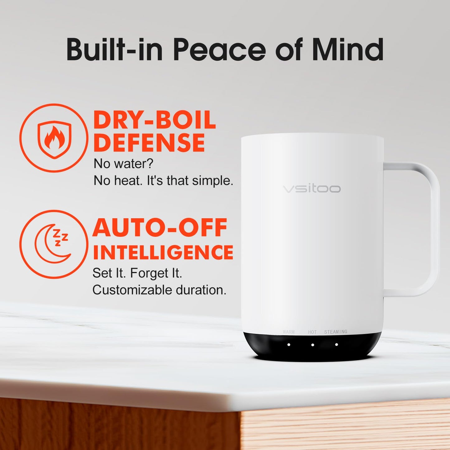VSITOO S3 Ultra 20oz Smart Self Heating Coffee Mug,Heated Coffee Mug With Auto-Sensing AI Heats Drinks To 120-150°F Hands-Free.Perfect for Home/Office,Ideal Gift fo Men/Women，White