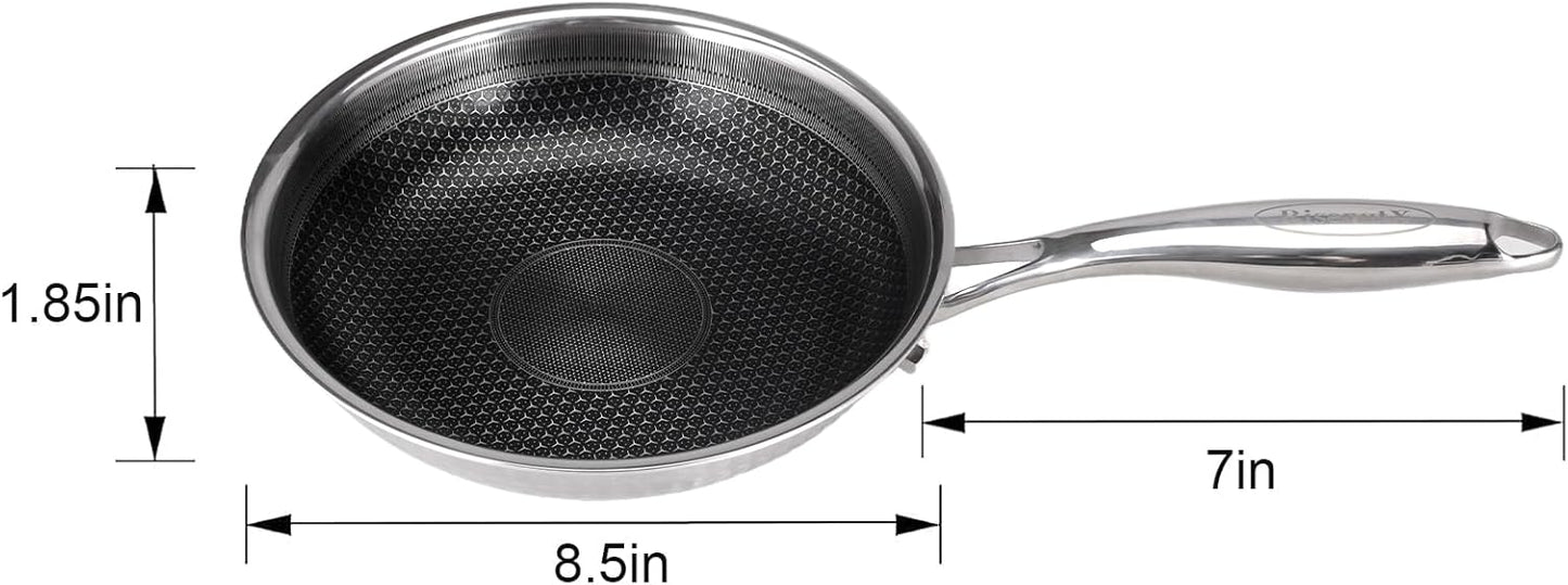Skiennix Hybrid 8-Inch Stainless Steel Non-Stick Skillet | PFOA-Free, Dishwasher & Oven Safe