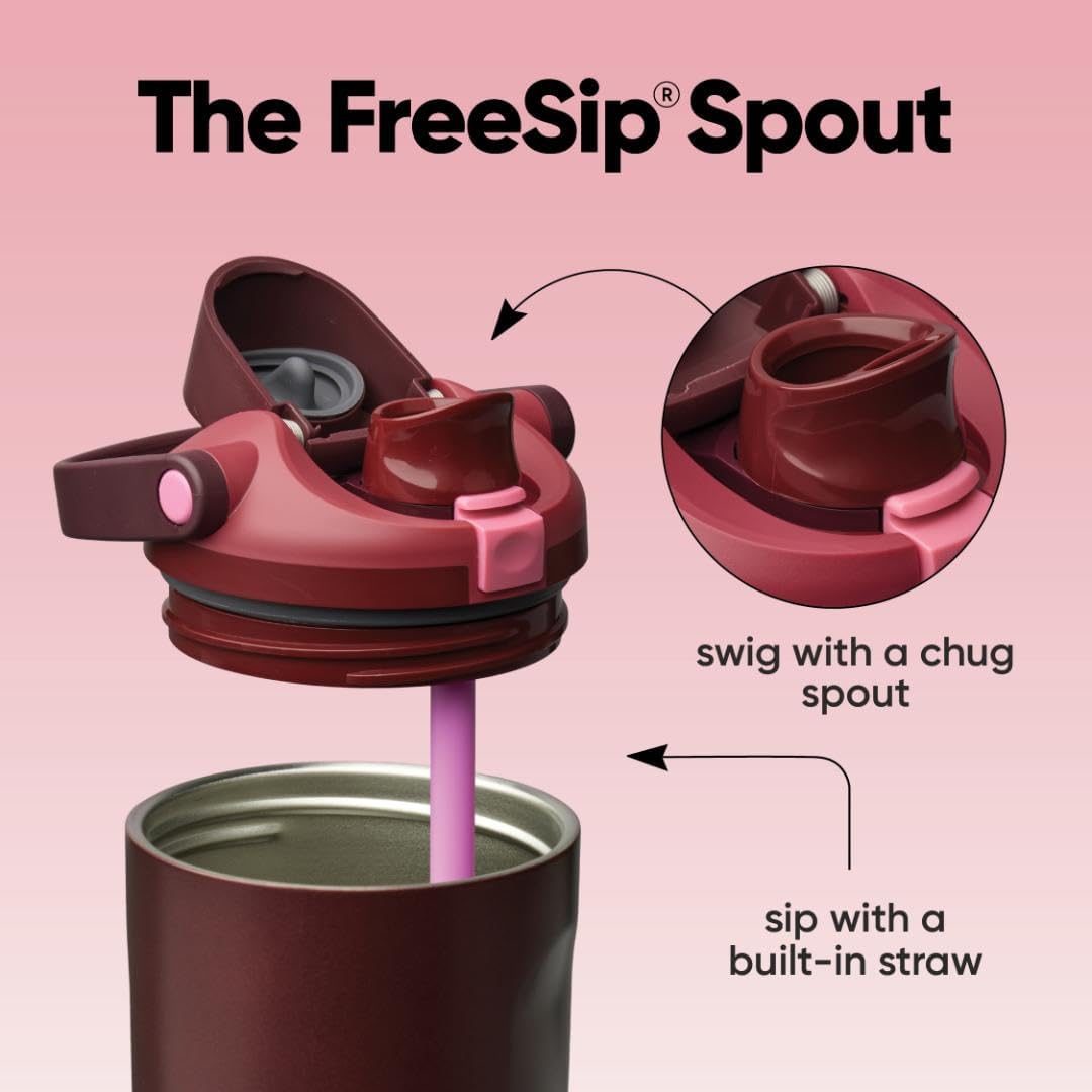Owala FreeSip Sway Insulated Water Bottle - 40oz Stainless Steel, Two-Way Spout & Built-In Straw, Black Cherry