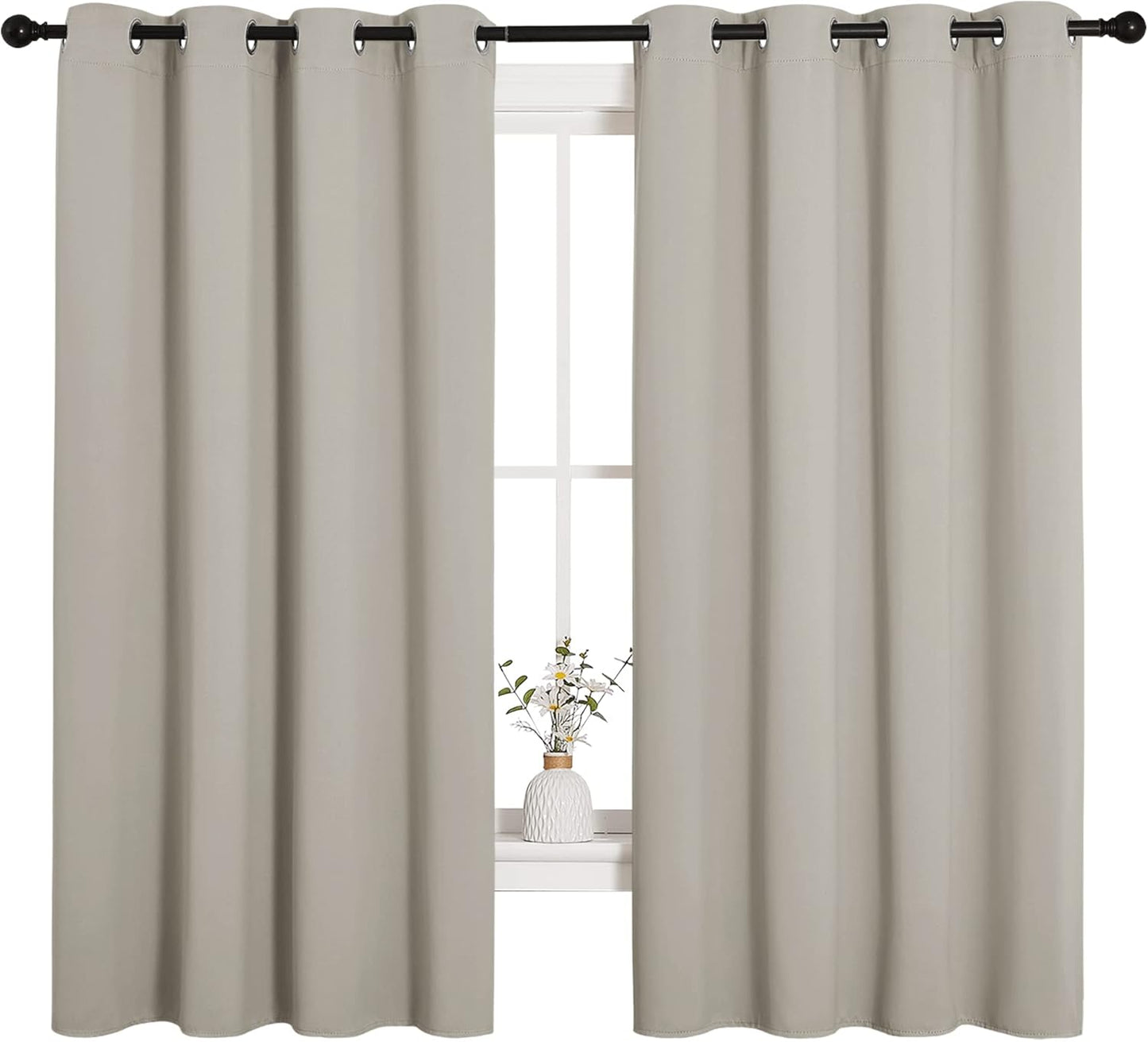 NICETOWN Room Darkening Curtain Panels - Thermal Insulated Grommet Drapes for Windows | Natural, 2 Panels, 55x68 Inches
