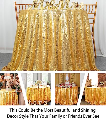 ShiDianYi 72-Inch Gold Sequin Round Tablecloth Glitter Party Overlay