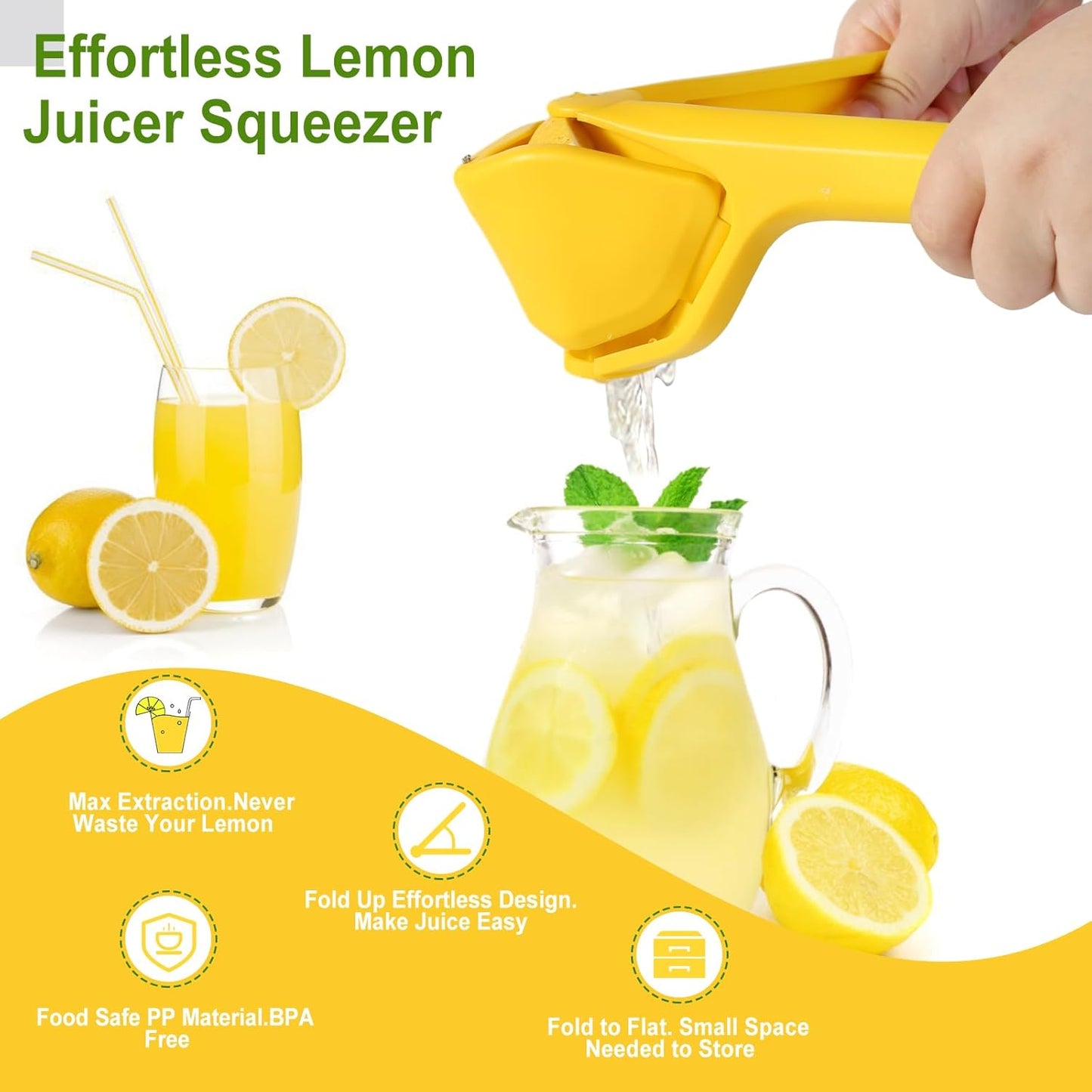 Lemon Squeezer - Effortless Manual Citrus Juicer | Space-Saving Design for Easy Juice Extraction