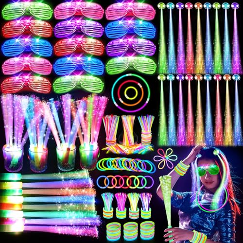 Glow in the Dark Party Supplies Set for Indoor Outdoor Events - Assorted
