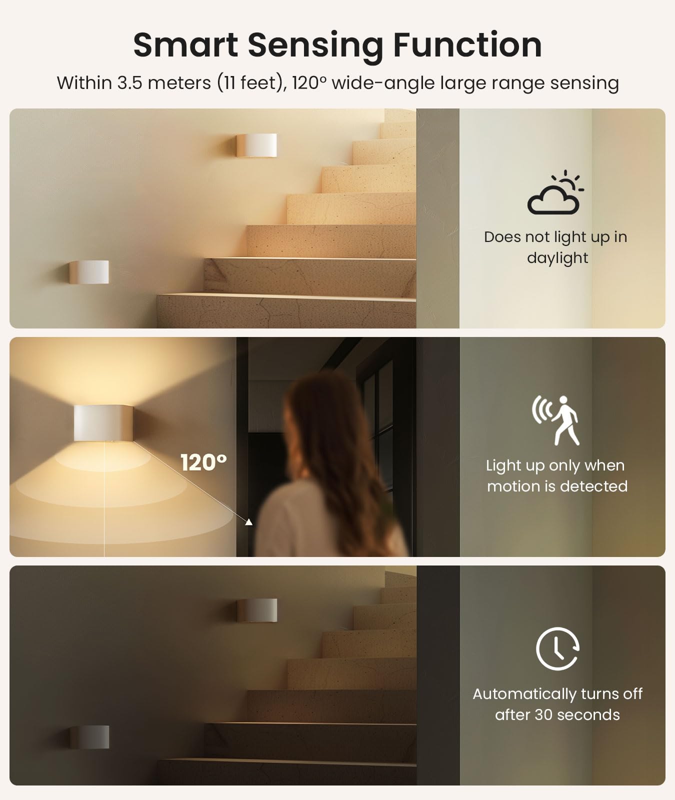 FULEN 4 Pack Motion Sensor Wall Lamp with Remote Control 3 Colors Wireless Wall Light LED Indoor Up and Down Wall Sconce 5000mAh Rechargeable Battery Powered Wall Lamps Brightness Adjustable,White