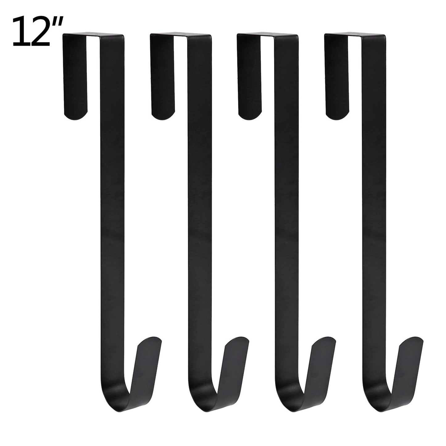 Sattiyrch 12" Wreath Hanger for Front Door,Steel Over The Door Hanger Hook,Wreath Door Hanger (Textured Bronze, 4)