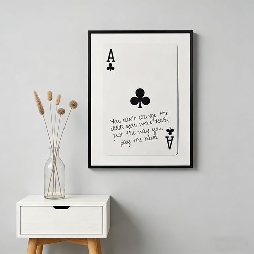 GEFQBBLD Funny Lucky Ace Poker Wall Art - Retro Black & White Canvas Print | 8x10in Framed Decor