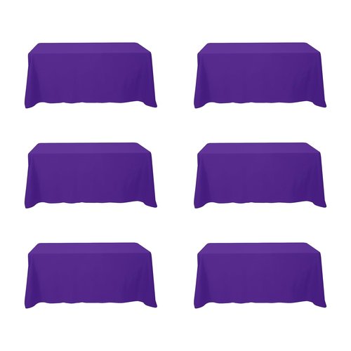 BRILLMAX 6 Pack Purple Tablecloths 90 x 132 Inch for 6ft Rectangle Tables - 150 GSM Polyester Fabric, Floor Length Drop, Water, Stain & Wrinkle Resistant Cloth Cover for Wedding Reception Banquet