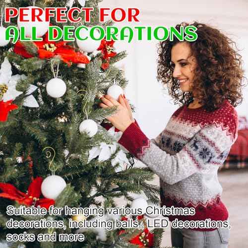 Christmas Ornaments Hooks, 130 Pcs Ornaments Hangers Hook Christmas Tree Hooks Metal Wire Hooks Xmas Tree Decoration Hanger (Gold)