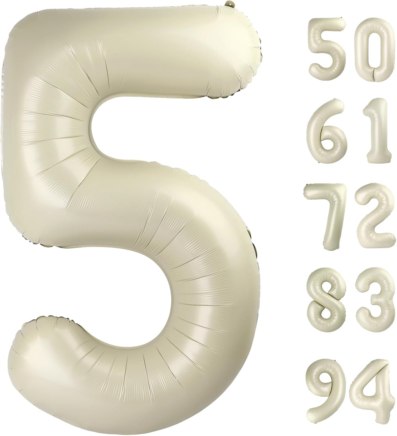 Skiennix 40-Inch Cream Number 5 Balloon - Perfect for 5th Birthday Party Decorations