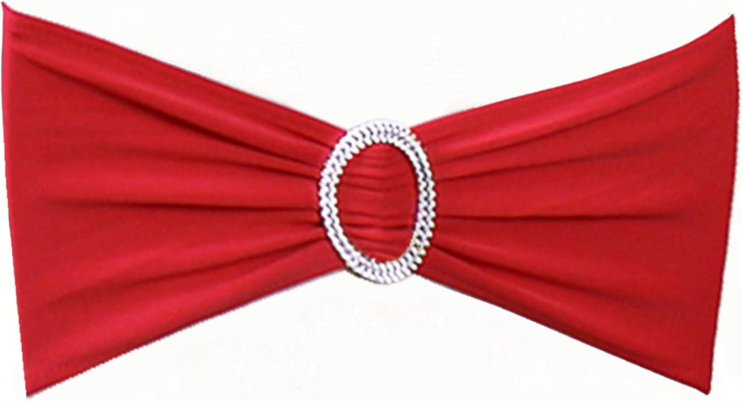 Skiennix Red Spandex Chair Sashes - Pack of 50 for Weddings, Parties & Events | Elegant Decoration