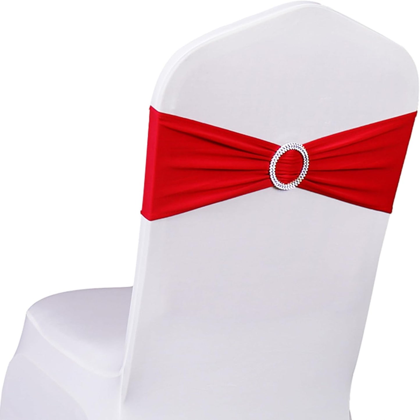 Skiennix Red Spandex Chair Sashes - Pack of 50 for Weddings, Parties & Events | Elegant Decoration