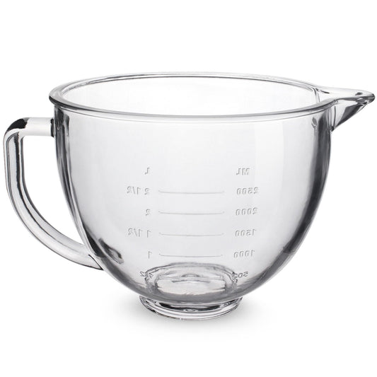 FIRJOY Glass Mixing Bowl 5 QT for KitchenAid 4.5 and 5 Quart Tilt-Head Stand Mixers