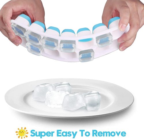 Furnsii Ice Cube Trays - 4 Pack Stackable Silicone Trays with Lid | Easy-Release 56-Cube Design (Green & Blue)