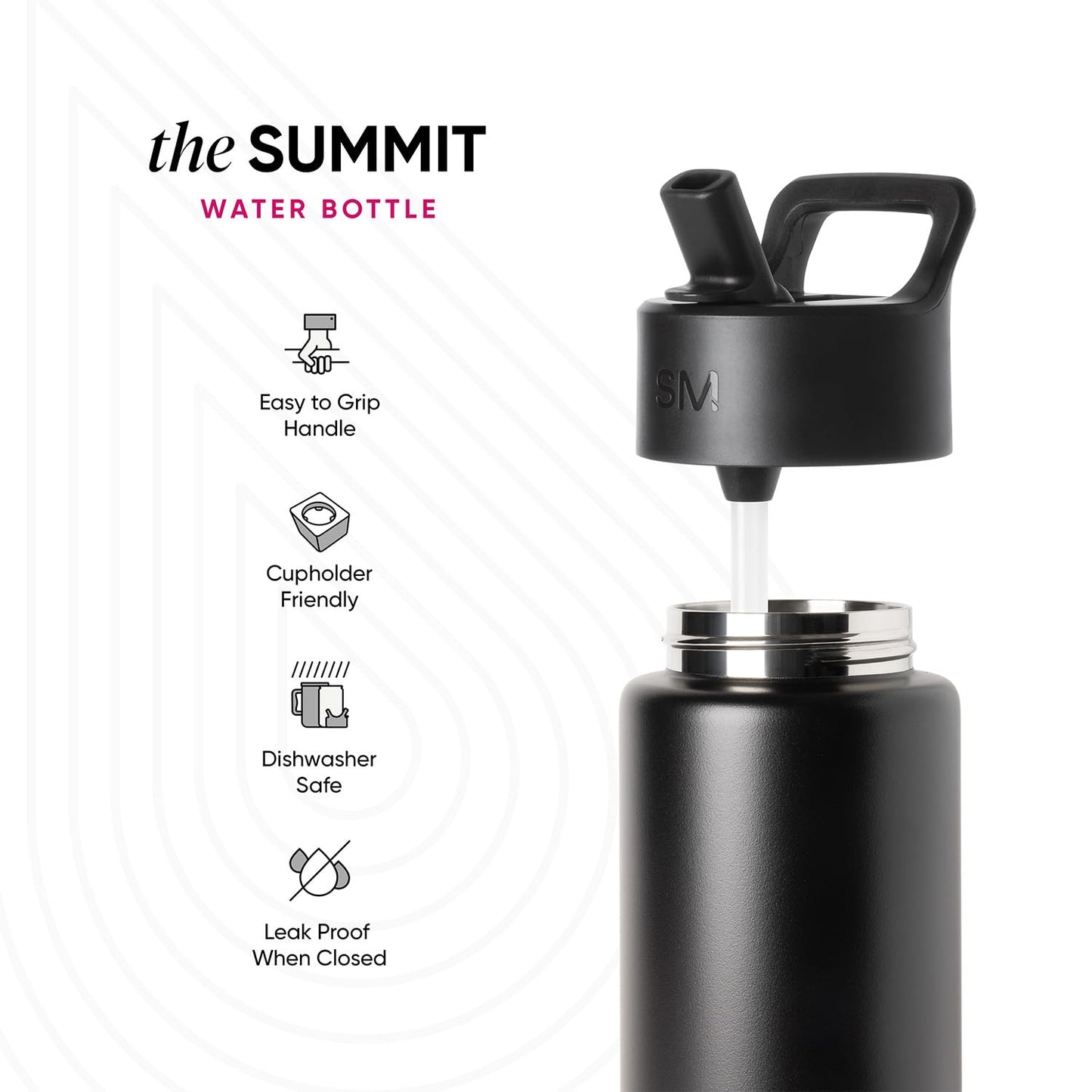 Simple Modern Kids Summit Water Bottle with Straw Lid | 14oz Stainless Steel Cup Insulated Tumbler for Toddlers, Girls, School | Sheeps & Strawberries