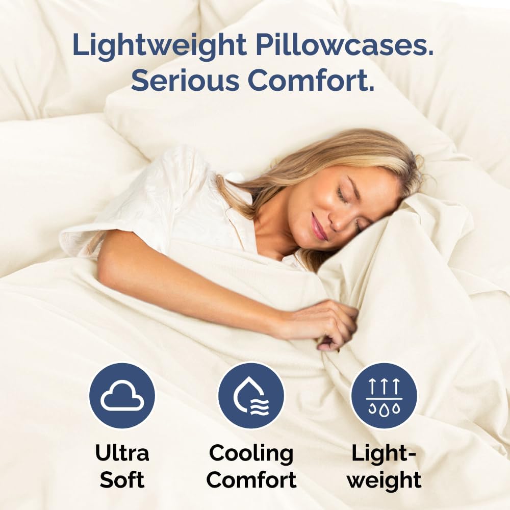 King Standard Pillow Cases by [Brand Name] - Soft Hotel Quality, Wrinkle Resistant & Machine Washable - 2 Piece Set in Off White