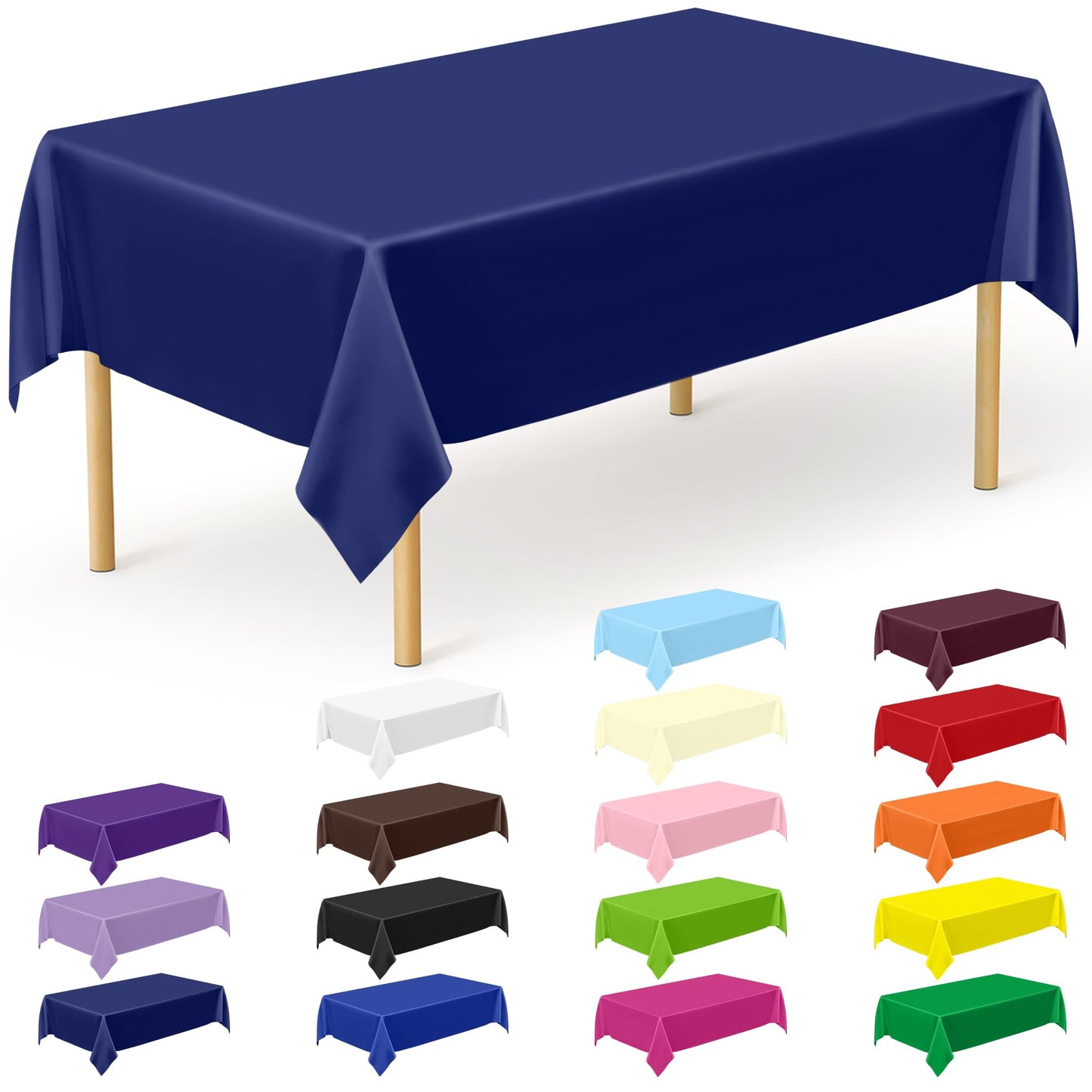 QZYL 12 PCS Navy Plastic Tablecloths, 54 in x 108 in Dinner Table Cloths, Rectangle Table Cover for Birthday Party Family Gathering Wedding