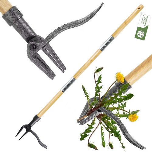 Garden Weasel Weed Puller Tool - Heavy Duty 4-Claw Root Removal with Long Handle | Effortless Weeding